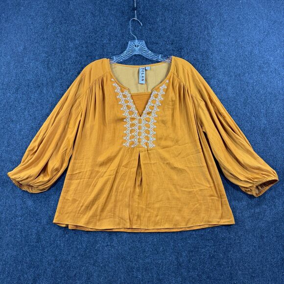 Dolan Anthropologie Blouse Women's Medium Mustard Yellow Relaxed Balloon - Picture 1 of 8